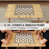 SPORTNOW 15 Inch Chess Set, Foldable Chess and Draughts Set, Brown