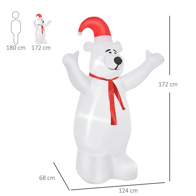 HOMCOM 6ft Tall Outdoor Inflatable Bear Airblown Projection Holiday Christmas Lawn Décor