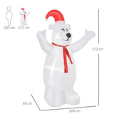 HOMCOM 6ft Tall Outdoor Inflatable Bear Airblown Projection Holiday Christmas Lawn Décor