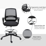 Vinsetto Ergonomic Mesh Back Draughtsman Chair, Tall Standing Desk Chair with Adjustable Height and Footrest 360 Swivel, Black