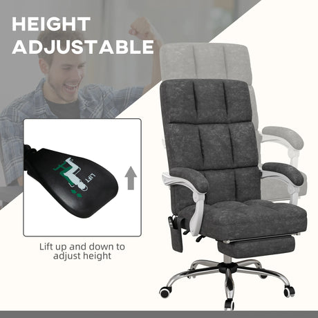 Vinsetto Massage Office Chair, Ergonomic Desk Chair, Comfy Work Study Chair with Heat, Padded Seat, 135 Reclining Back and Footrest for Home Office, Charcoal Grey