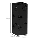 HOMCOM Metal Umbrella Stand, Square Umbrella Holder with Removable Drip Tray and 4 Hooks, Decorative Umbrella Storage Rack for Hallway, Entryway, 15.5 x 15.5 x 41 cm, Black
