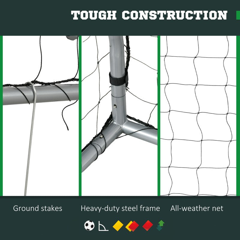 SPORTNOW 6ft x 4ft Football Goal, Set of 2 Football Net for Garden, Training Goal with Ground Stakes, Steel Frame