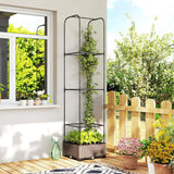 Outsunny Raised Garden Bed with Trellis, Plastic Planter Box with Drainage Holes, Drain Plugs and Water Reservoirs