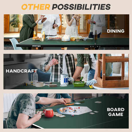 SPORTNOW 9FT Folding Tennis Table, with 8 Wheels, for Indoor Use, Green