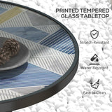 Outsunny 60 Garden Table, with Glass Printed Tabletop - Multicolour