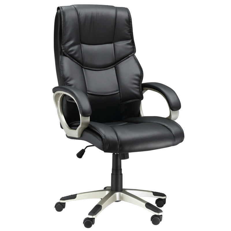 HOMCOM Home Office Chair High Back Computer Desk Chair with Faux Leather Adjustable Height Rocking Function Black