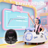 AIYAPLAY Hello Kitty Kids Ride on Bumper Car with Remote Control, Two Joysticks, Music, Lights, Safety Belt, White