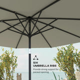 Outsunny 2.6M Garden Parasol Umbrella with Tilt and Crank, Outdoor Sun Parasol Sunshade Shelter with Aluminium Frame, Light Grey