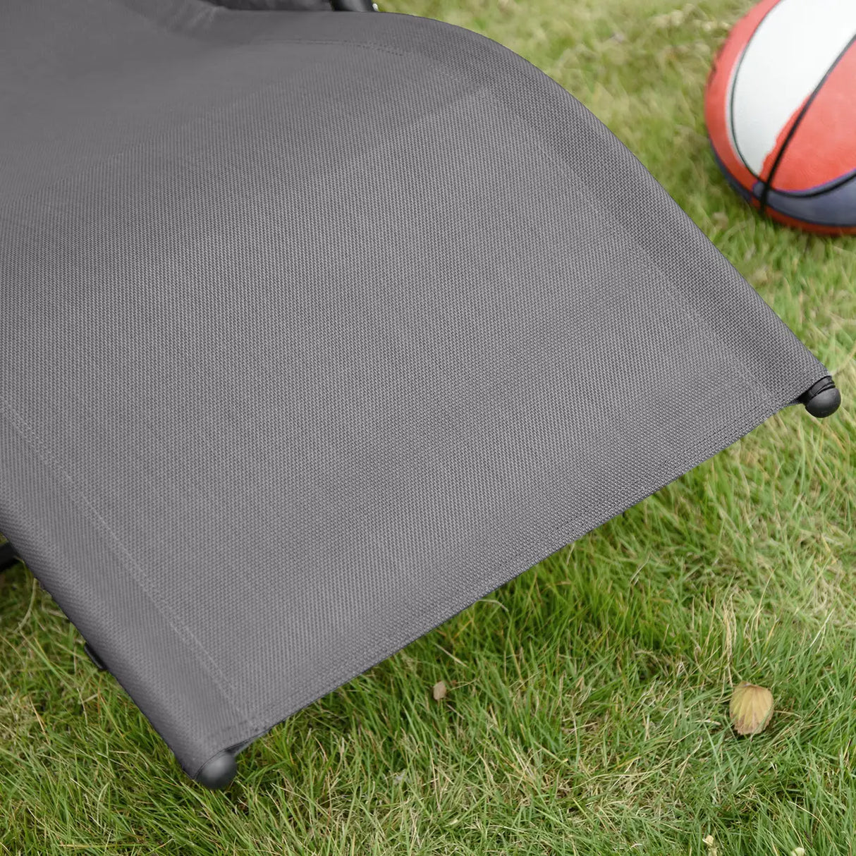 Outsunny 2PCs Outdoor Garden Rocking Chair, Patio Sun Lounger Rocker Chair with Breathable Mesh Fabric, Removable Headrest Pillow, Armrest, Side Storage Bag, Grey