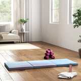 HOMCOM 6FT Foldable Gymnastics Mat, Tri-Fold 2" Thick Crash Mat with Carry Strap Handles for Home Training, Sky Blue