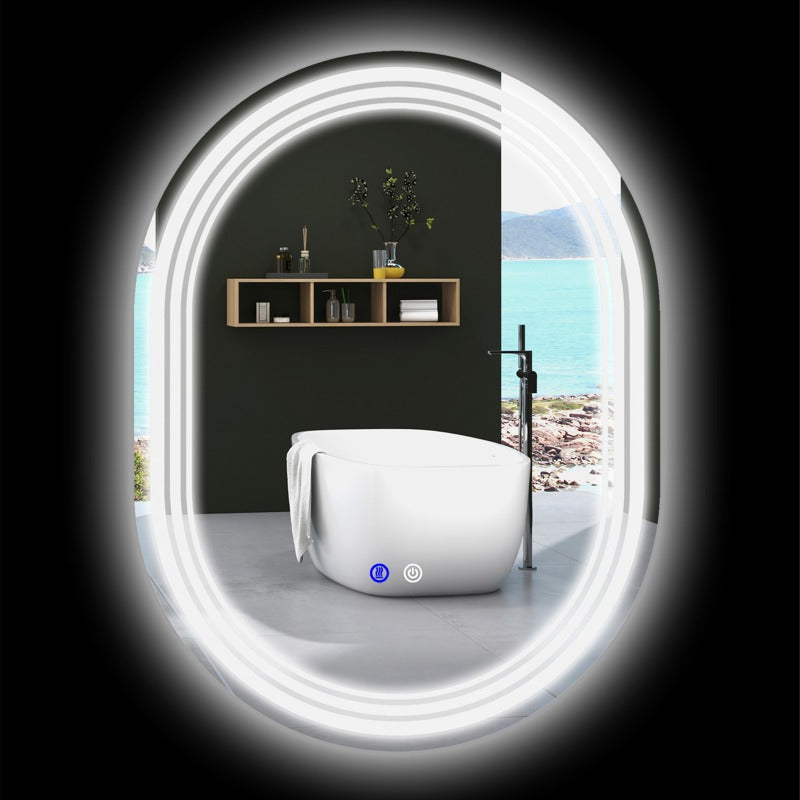 kleankin 800 x 600mm Bathroom Mirror with LED Lights Makeup Mirror with Anti-fog Touch, Switch, Vertical or Horizontal