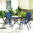 Outsunny Five-Piece Steel Patio Set, with Glass-Top Table - Dark Blue
