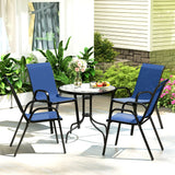 Outsunny Five-Piece Steel Patio Set, with Glass-Top Table - Dark Blue