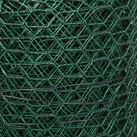 PawHut 1m x 25m Chicken Wire Mesh, Foldable PVC Coated Welded Garden Fence, Roll Poultry Netting, for Rabbits, Ducks, Geese - Dark Green