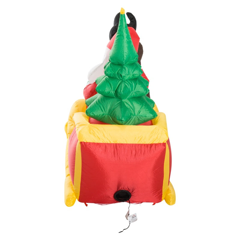 HOMCOM Large Self-inflating Inflatable Xmas Santa Claus Sledge Sleigh w/Reindeer LED Outdoor Blow Up Christmas Decoration