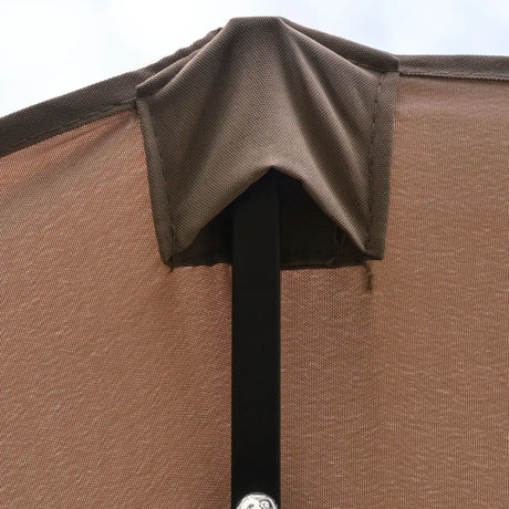Outsunny Garden Parasol 4.4m Double-Sided Sun Umbrella Patio Parasol LED Solar Lights Khaki