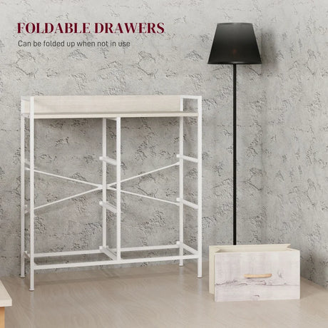 HOMCOM Rustic Chest of Six Fabric Drawers - Natural