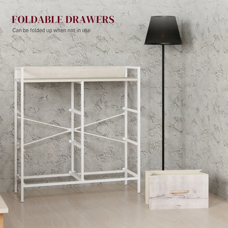 HOMCOM Rustic Chest of Six Fabric Drawers - Natural