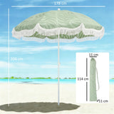 Outsunny 1.8 m Beach Umbrella Parasol with Sand Anchor, Portable Tilting Garden Parasol with Adjustable Height, Green
