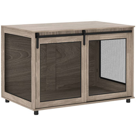 PawHut Dog Crate Furniture with Sliding Door for Extra Large Dogs, 118 x 75.5 x 82cm, Walnut Brown