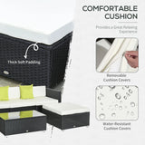 Outsunny White Rattan Garden Furniture 4-Seater Outdoor Sofa Set with Coffee Table - White