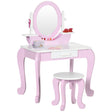 ZONEKIZ Kids Dressing Table Set, with Mirror, Stool, for Ages 3-6 Years - Pink