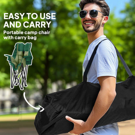 Outsunny Portable Padded Camping Chair, with Bag - Olive Green