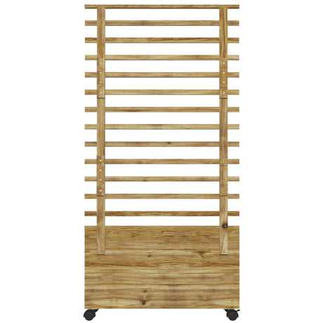 Outsunny Wooden Raised Planter, with Back Trellis - Natural Finish