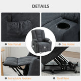 HOMCOM Electric Riser Recliner Armchair14 Oversized Chair with Cup Holder & Side Pockets for Elderly in Living Room, Charcoal Grey