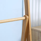 kleankin Freestanding Natural Bamboo Towel Rack with 3 Towel Rails and 3 Storage Shelves, Space-Saving Foldable Towel Holder for Bathroom