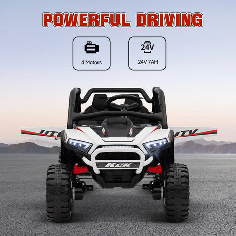 AIYAPLAY 2 Seater 24V 7AH Ride on Truck, Battery Powered Electric Ride On Car w/ Remote, Suspension, 3 Speeds, White