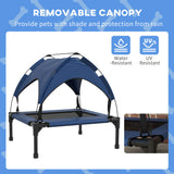 PawHut Cooling Raised Pet Bed w/ Washable Breathable Mesh, for Small Medium Dogs, 76 x 61 x 69.5cm - Dark Blue