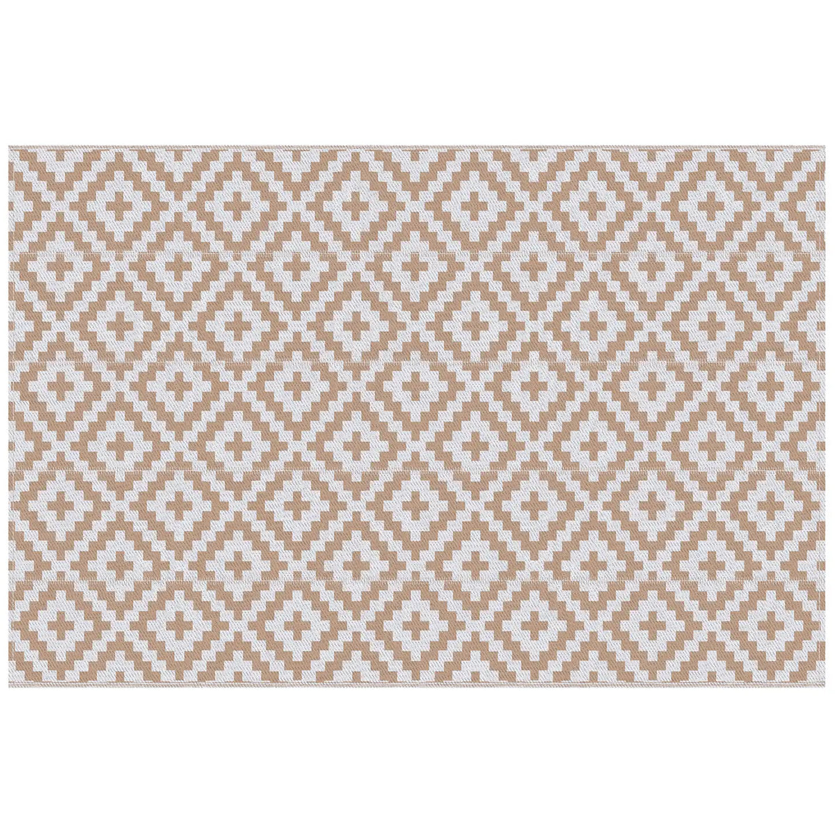Outsunny Reversible Outdoor RV Rug, Patio Floor Mat, 274 x 182 cm Plastic Straw Rug for Garden, terrace, Beach, Camping, Coffee & White