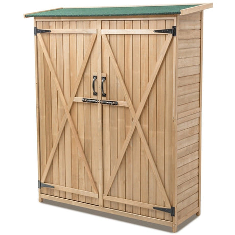 64 Inch Wooden Storage Shed Outdoor Fir Wood Cabinet