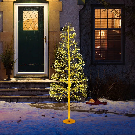 1.5 m 1500 LED Warm White Lighted Cedar Tree with Grounds Stakes for Christmas Decorations