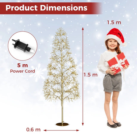 1.5 m 1500 LED Warm White Lighted Cedar Tree with Grounds Stakes for Christmas Decorations