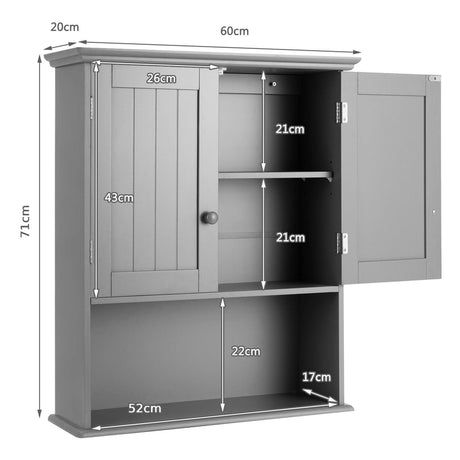 Multi-Purpose Wall Cabinet Storage with 2-Door for Bathroom