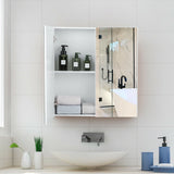 2-Tier Wall-Mounted Storage Cabinet with Double Mirror Doors