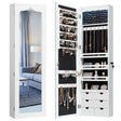 5 LEDs Lockable Mirror Jewelry Cabinet Armoire with 6 Drawers-White