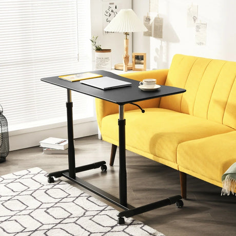 Mobile Height Adjustable Sit to Stand Up Computer Desk with Lockable Wheels