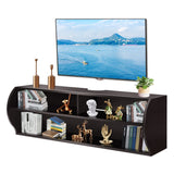 48.5 Inch 2 Tier Modern Wall Mounted Hanging Floating Shelf-Brown