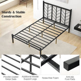 Full Size Platform Bed with Headboard and Metal Frame-Full Size