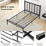 Full Size Platform Bed with Headboard and Metal Frame-Full Size