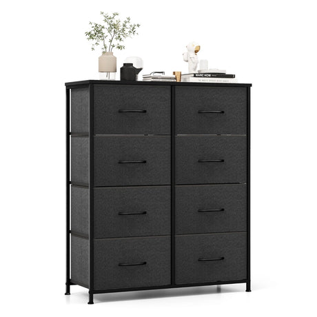 Fabric Dresser for Bedroom Clothes Storage Organizer with 8 Drawers-Black