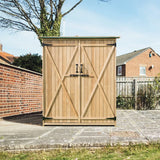 64 Inch Wooden Storage Shed Outdoor Fir Wood Cabinet