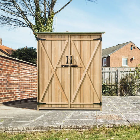 64 Inch Wooden Storage Shed Outdoor Fir Wood Cabinet