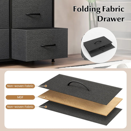 Fabric Dresser for Bedroom Clothes Storage Organizer with 8 Drawers-Black