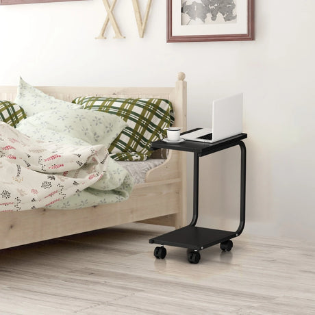 2-Tier Snack Stand Rolling Sofa Side Table