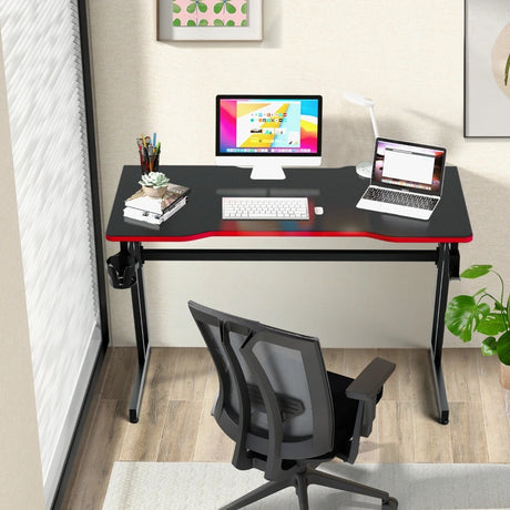Racing Style Computer Desk with Carbon Fiber Texture for Office-Red